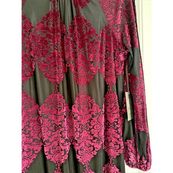 Vince Camuto Women's Burnout Velvet Balloon-Sleeve Chic Dress Black Fuchsia 10 - Picture 6 of 14